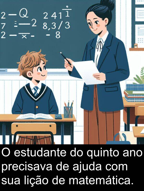 ajuda: O estudante do quinto ano precisava de ajuda com sua lição de matemática.