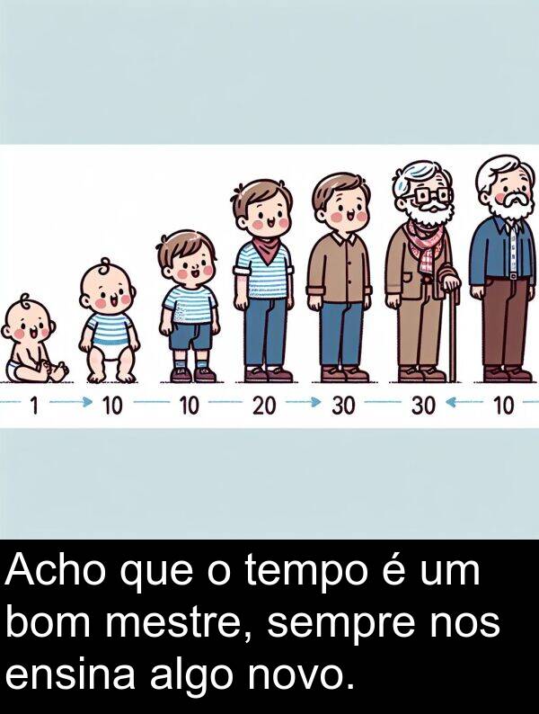 algo: Acho que o tempo é um bom mestre, sempre nos ensina algo novo.