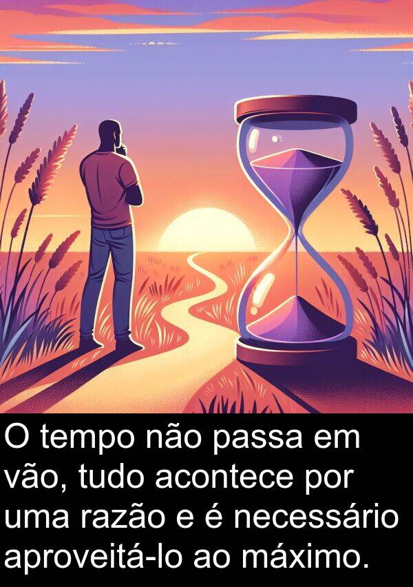 vão: O tempo não passa em vão, tudo acontece por uma razão e é necessário aproveitá-lo ao máximo.