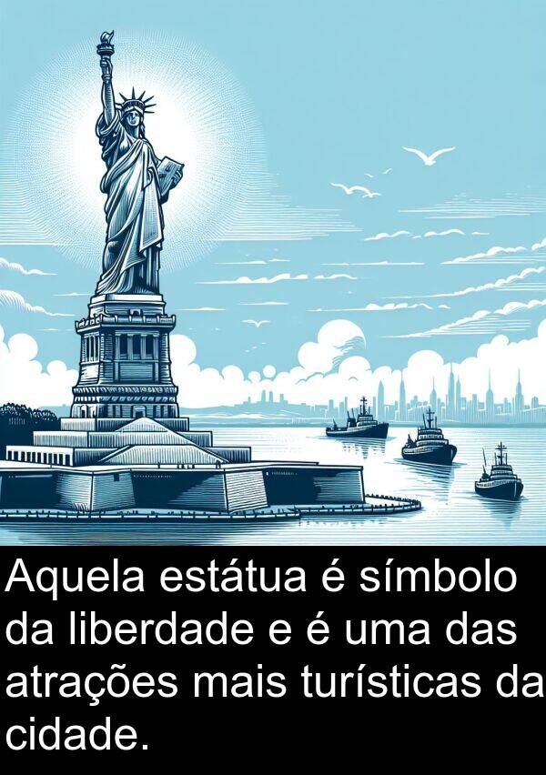 atrações: Aquela estátua é símbolo da liberdade e é uma das atrações mais turísticas da cidade.