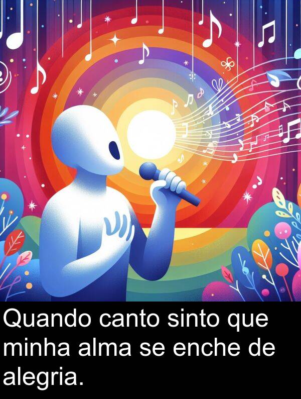 alegria: Quando canto sinto que minha alma se enche de alegria.
