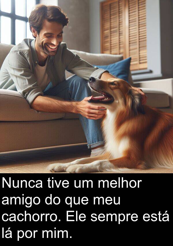melhor: Nunca tive um melhor amigo do que meu cachorro. Ele sempre está lá por mim.