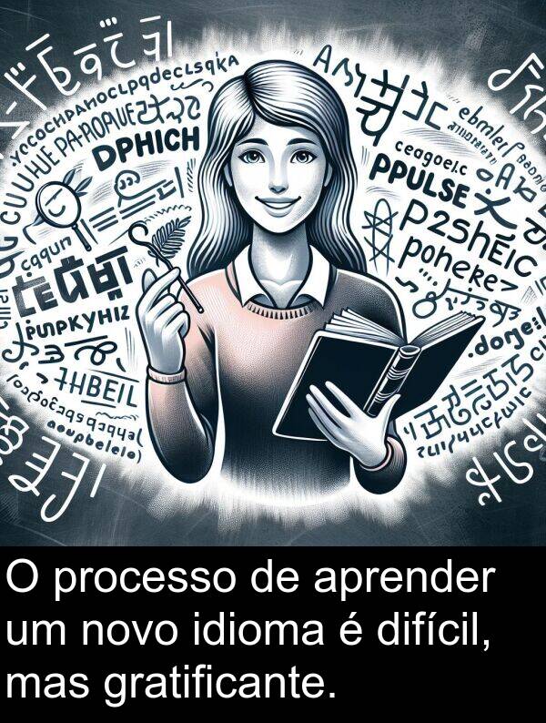 novo: O processo de aprender um novo idioma é difícil, mas gratificante.
