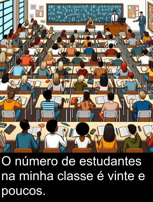 número: O número de estudantes na minha classe é vinte e poucos.