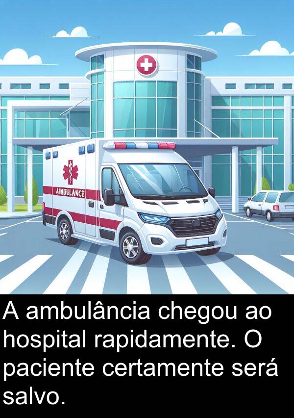 paciente: A ambulância chegou ao hospital rapidamente. O paciente certamente será salvo.