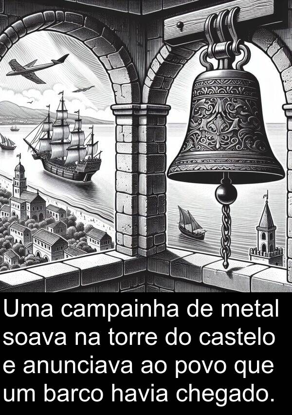 metal: Uma campainha de metal soava na torre do castelo e anunciava ao povo que um barco havia chegado.