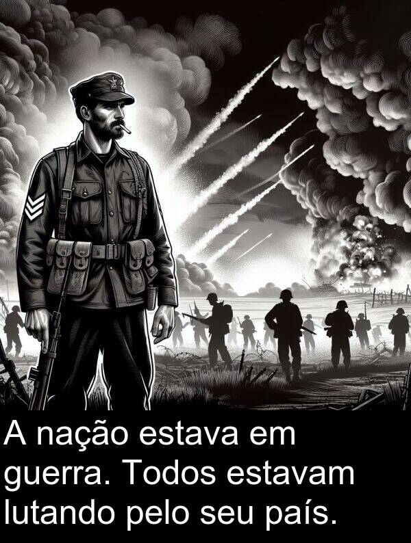 nação: A nação estava em guerra. Todos estavam lutando pelo seu país.