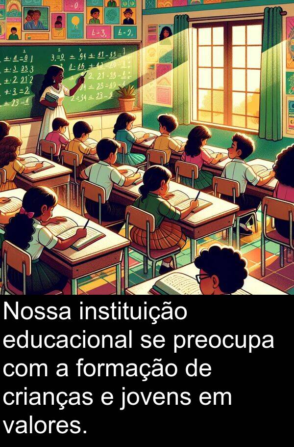 jovens: Nossa instituição educacional se preocupa com a formação de crianças e jovens em valores.