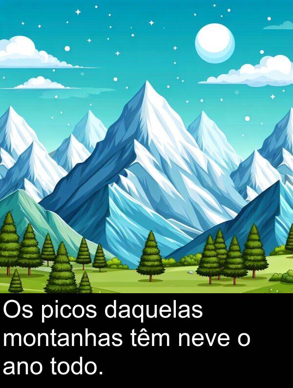 têm: Os picos daquelas montanhas têm neve o ano todo.