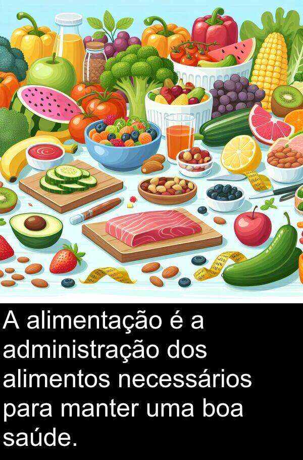necessários: A alimentação é a administração dos alimentos necessários para manter uma boa saúde.