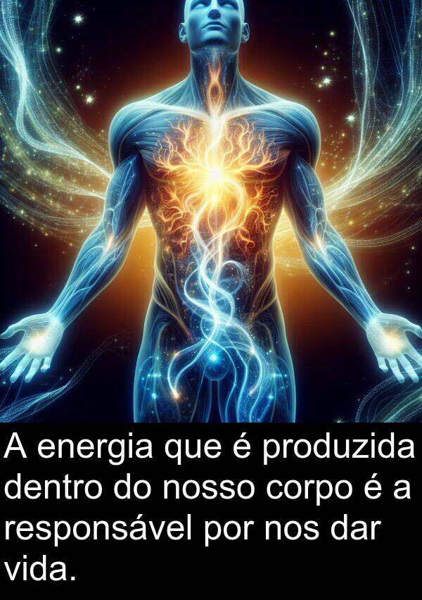 dar: A energia que é produzida dentro do nosso corpo é a responsável por nos dar vida.
