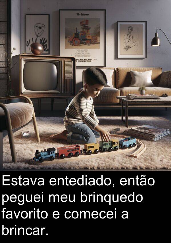 favorito: Estava entediado, então peguei meu brinquedo favorito e comecei a brincar.