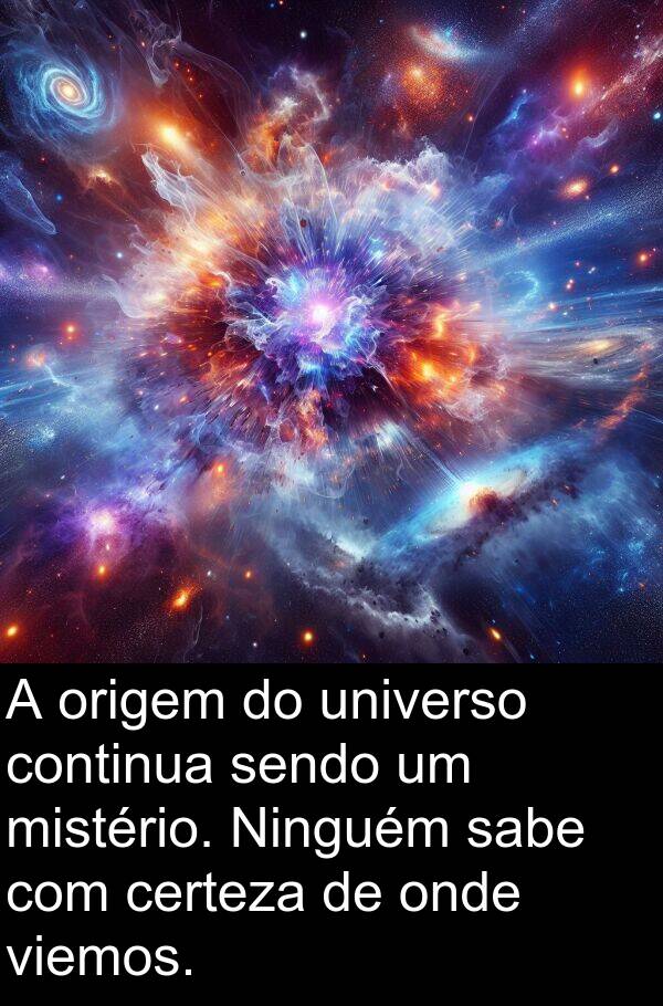 mistério: A origem do universo continua sendo um mistério. Ninguém sabe com certeza de onde viemos.