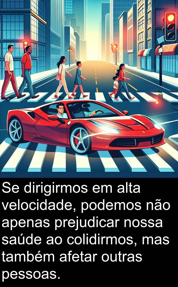 saúde: Se dirigirmos em alta velocidade, podemos não apenas prejudicar nossa saúde ao colidirmos, mas também afetar outras pessoas.