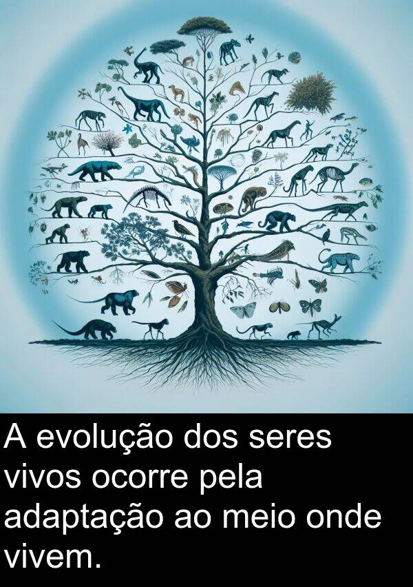 vivem: A evolução dos seres vivos ocorre pela adaptação ao meio onde vivem.