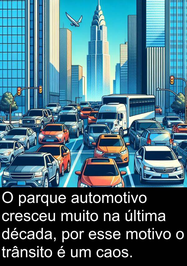 última: O parque automotivo cresceu muito na última década, por esse motivo o trânsito é um caos.