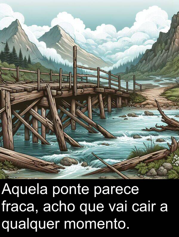 parece: Aquela ponte parece fraca, acho que vai cair a qualquer momento.