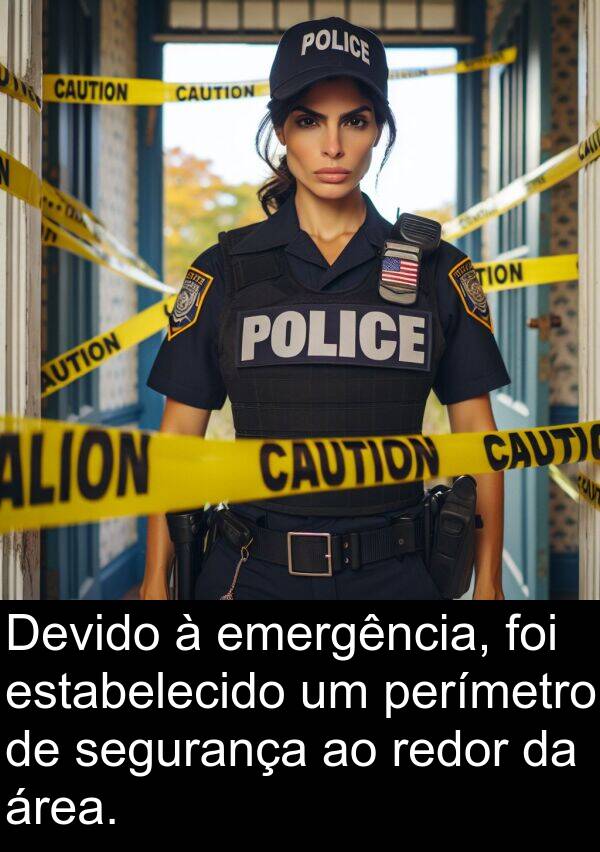 perímetro: Devido à emergência, foi estabelecido um perímetro de segurança ao redor da área.