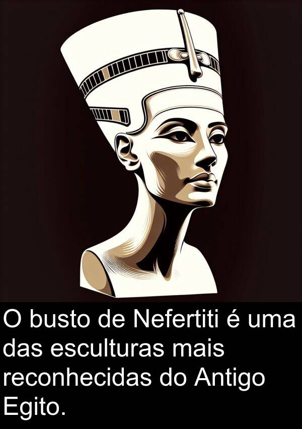 esculturas: O busto de Nefertiti é uma das esculturas mais reconhecidas do Antigo Egito.