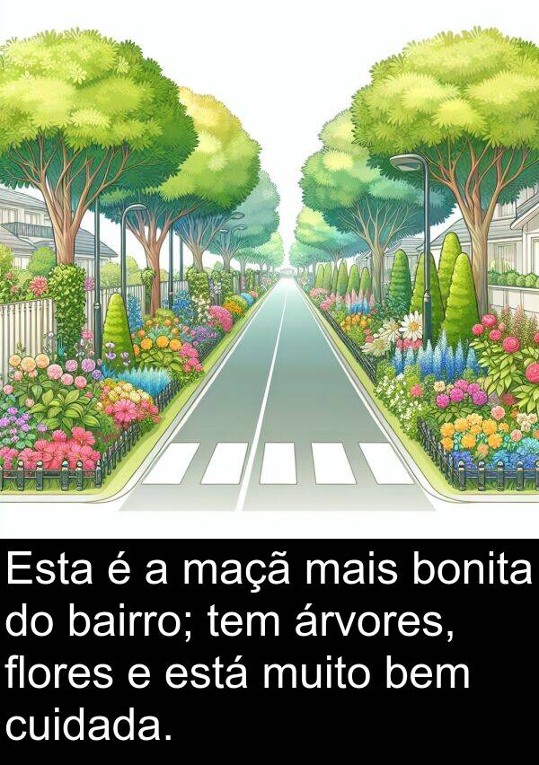 maçã: Esta é a maçã mais bonita do bairro; tem árvores, flores e está muito bem cuidada.