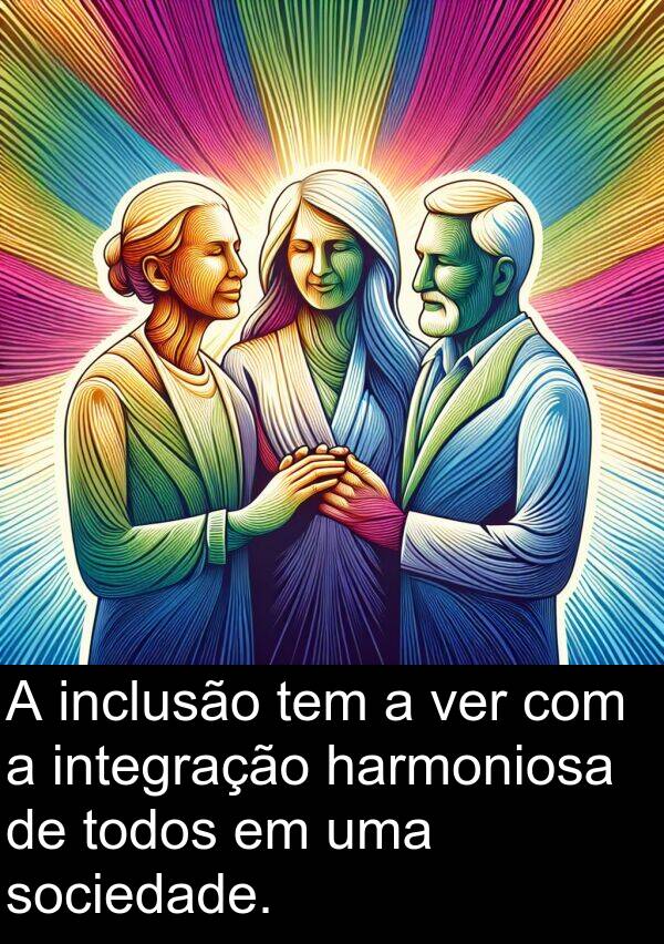 ver: A inclusão tem a ver com a integração harmoniosa de todos em uma sociedade.