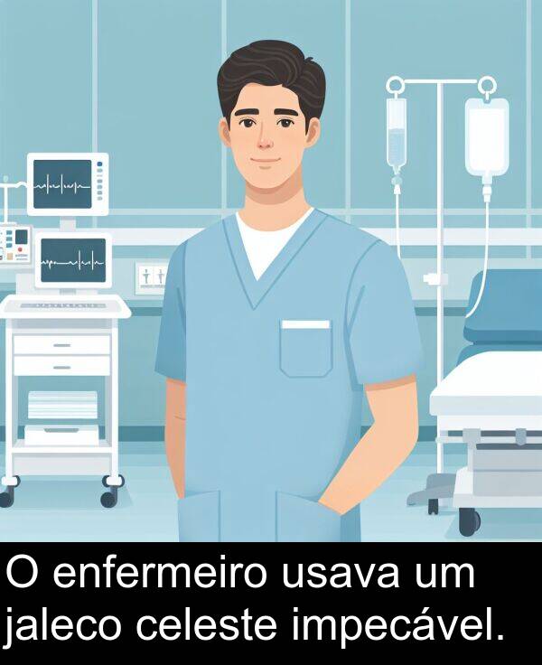 jaleco: O enfermeiro usava um jaleco celeste impecável.