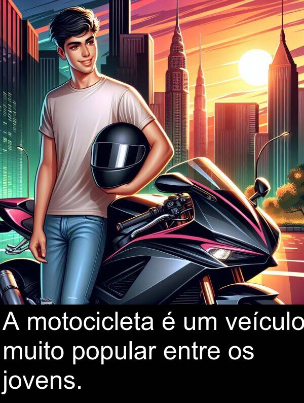 veículo: A motocicleta é um veículo muito popular entre os jovens.