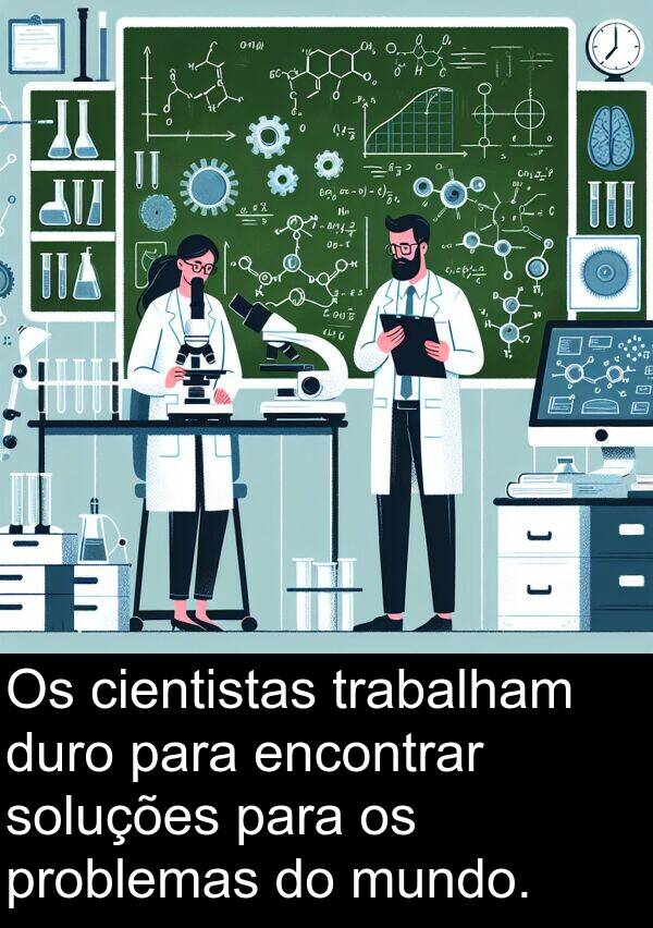soluções: Os cientistas trabalham duro para encontrar soluções para os problemas do mundo.