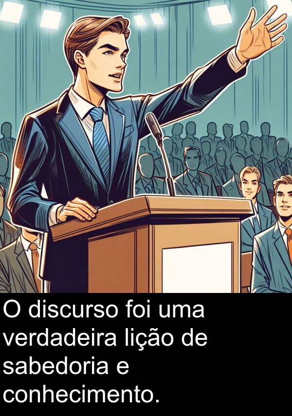 sabedoria: O discurso foi uma verdadeira lição de sabedoria e conhecimento.