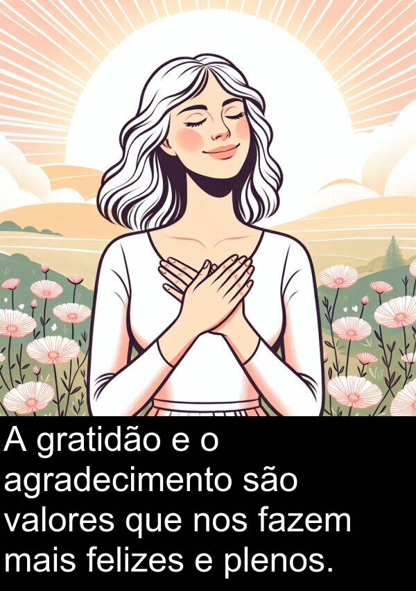 fazem: A gratidão e o agradecimento são valores que nos fazem mais felizes e plenos.