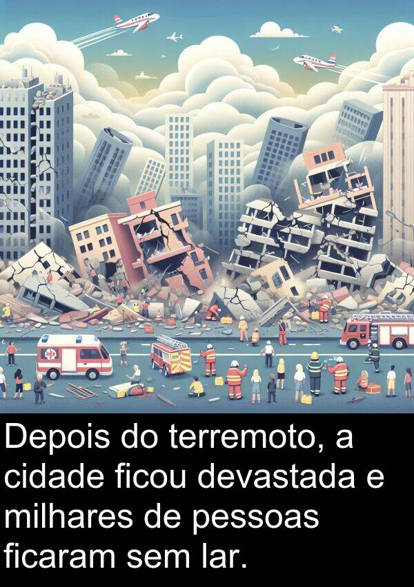terremoto: Depois do terremoto, a cidade ficou devastada e milhares de pessoas ficaram sem lar.