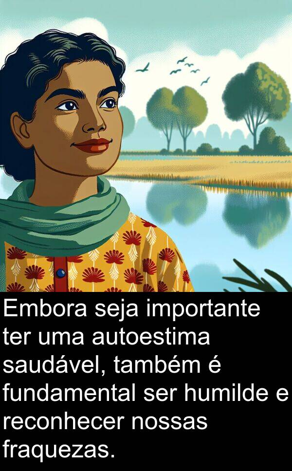reconhecer: Embora seja importante ter uma autoestima saudável, também é fundamental ser humilde e reconhecer nossas fraquezas.