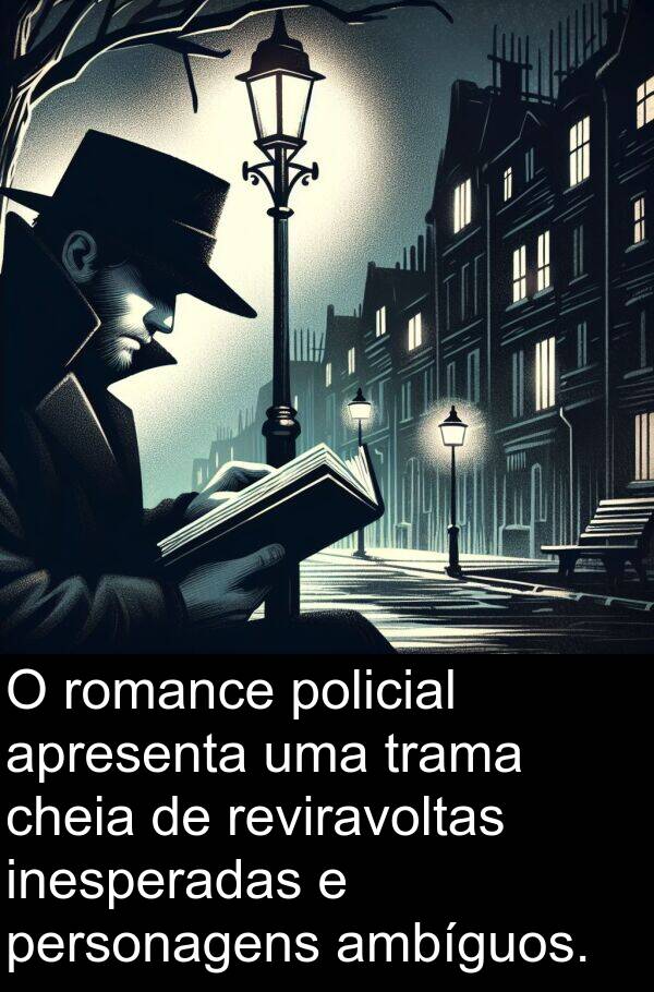 romance: O romance policial apresenta uma trama cheia de reviravoltas inesperadas e personagens ambíguos.