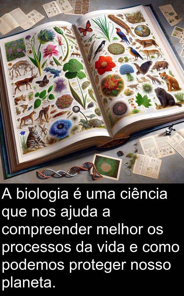 ajuda: A biologia é uma ciência que nos ajuda a compreender melhor os processos da vida e como podemos proteger nosso planeta.