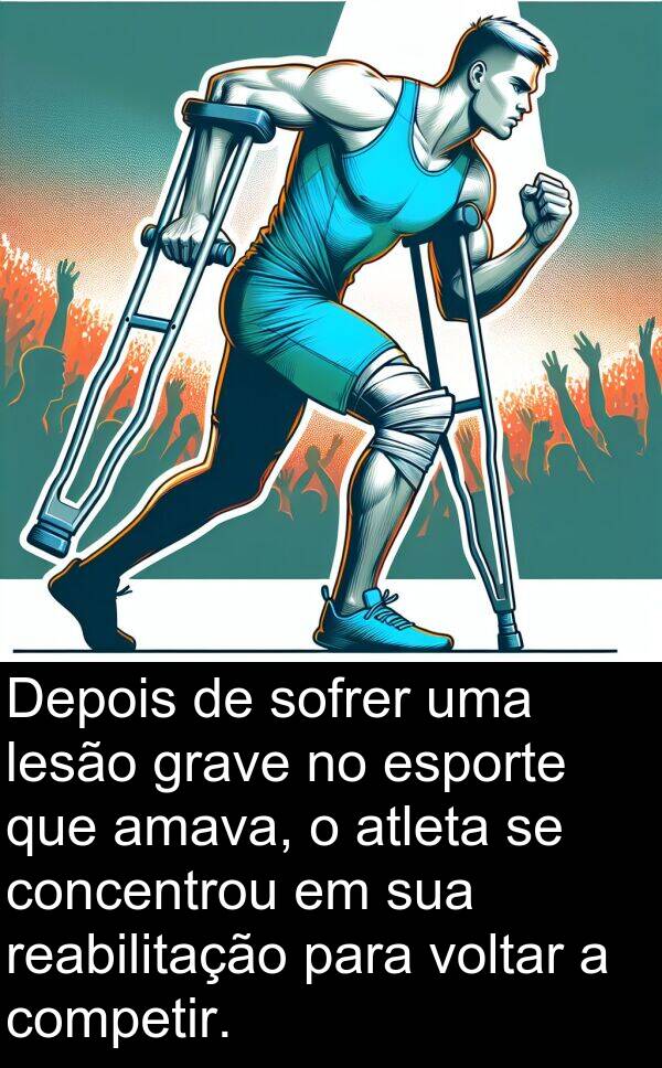 sofrer: Depois de sofrer uma lesão grave no esporte que amava, o atleta se concentrou em sua reabilitação para voltar a competir.