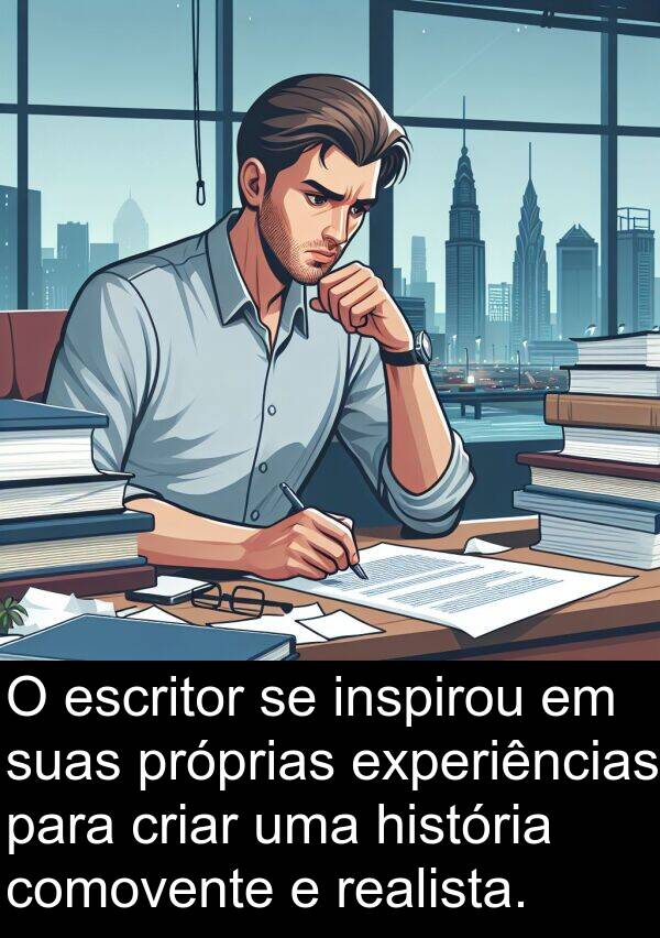 criar: O escritor se inspirou em suas próprias experiências para criar uma história comovente e realista.