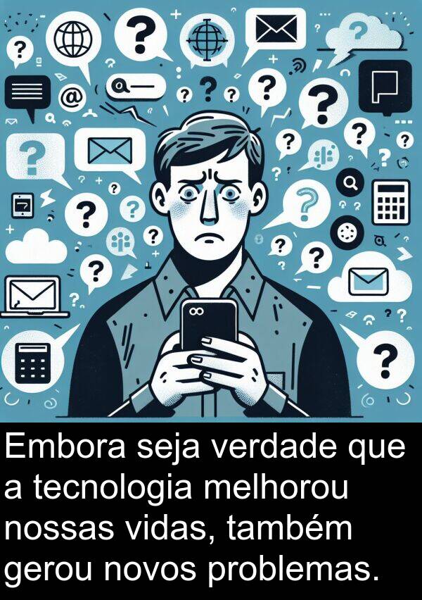 tecnologia: Embora seja verdade que a tecnologia melhorou nossas vidas, também gerou novos problemas.