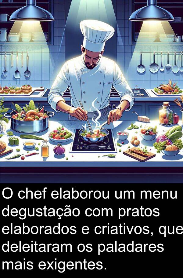 criativos: O chef elaborou um menu degustação com pratos elaborados e criativos, que deleitaram os paladares mais exigentes.