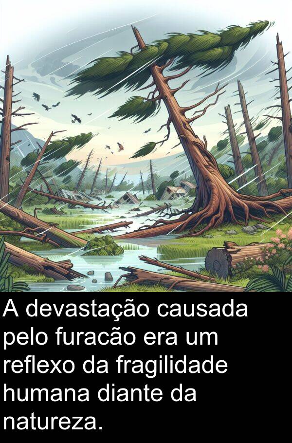 natureza: A devastação causada pelo furacão era um reflexo da fragilidade humana diante da natureza.