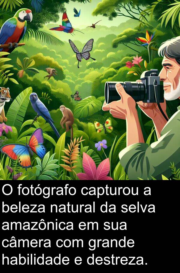 natural: O fotógrafo capturou a beleza natural da selva amazônica em sua câmera com grande habilidade e destreza.