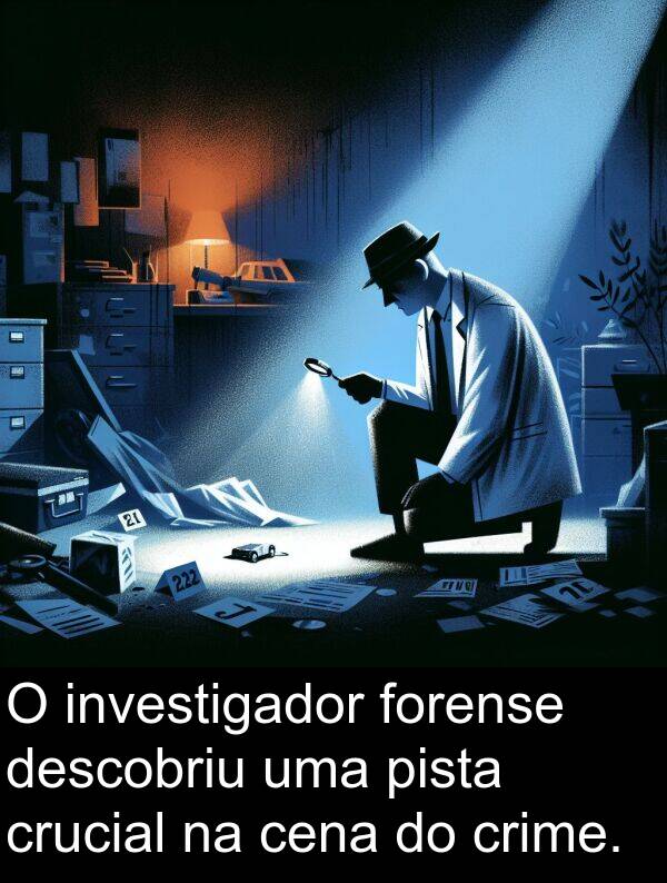 crime: O investigador forense descobriu uma pista crucial na cena do crime.