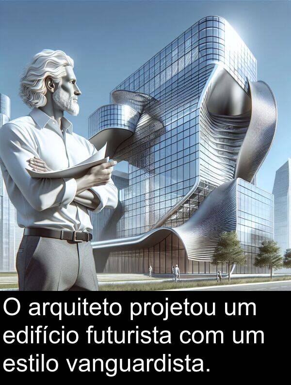 vanguardista: O arquiteto projetou um edifício futurista com um estilo vanguardista.