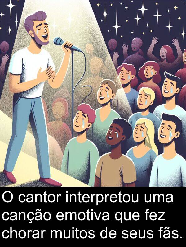 canção: O cantor interpretou uma canção emotiva que fez chorar muitos de seus fãs.