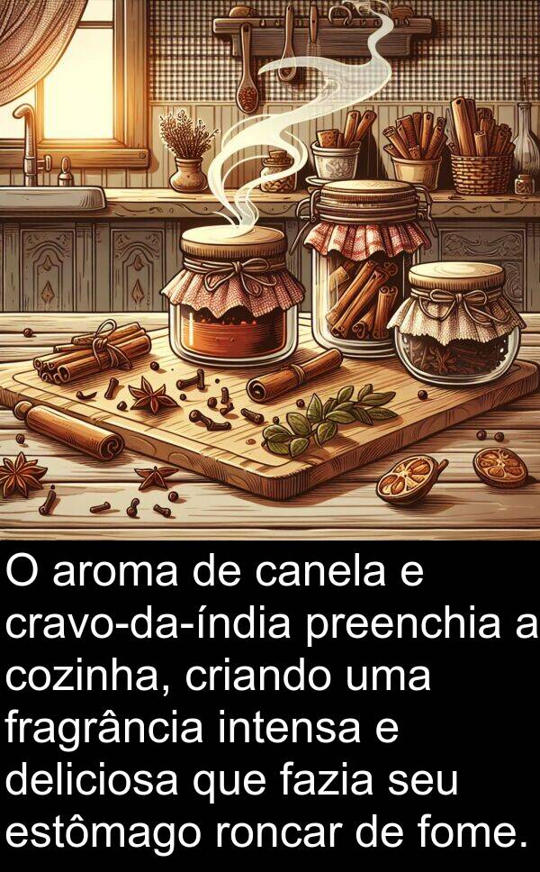 fazia: O aroma de canela e cravo-da-índia preenchia a cozinha, criando uma fragrância intensa e deliciosa que fazia seu estômago roncar de fome.