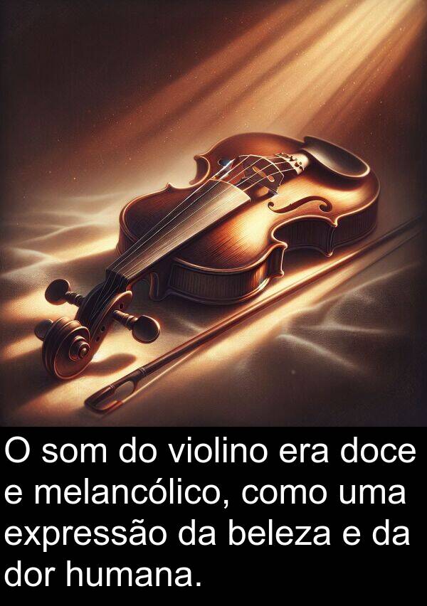 dor: O som do violino era doce e melancólico, como uma expressão da beleza e da dor humana.