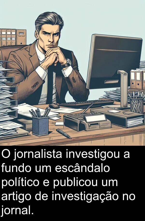 jornalista: O jornalista investigou a fundo um escândalo político e publicou um artigo de investigação no jornal.