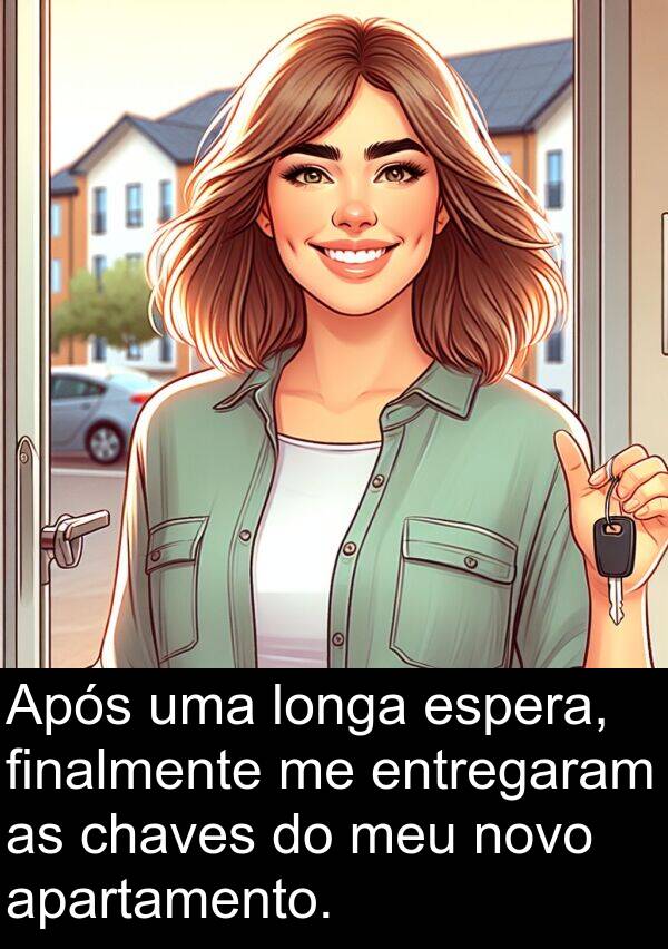 finalmente: Após uma longa espera, finalmente me entregaram as chaves do meu novo apartamento.