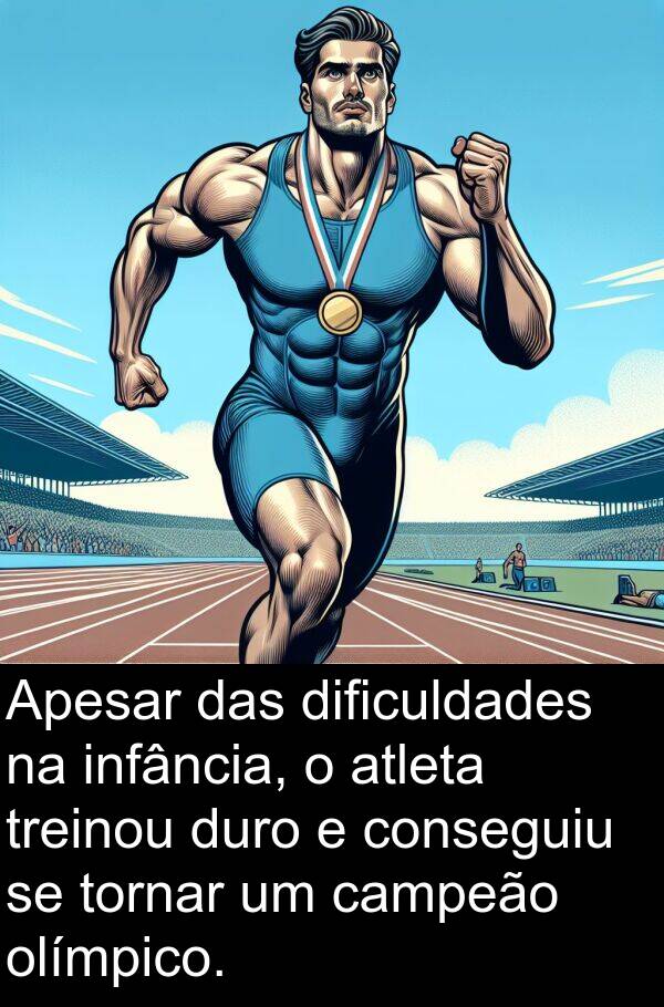 campeão: Apesar das dificuldades na infância, o atleta treinou duro e conseguiu se tornar um campeão olímpico.