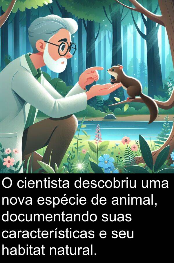 natural: O cientista descobriu uma nova espécie de animal, documentando suas características e seu habitat natural.