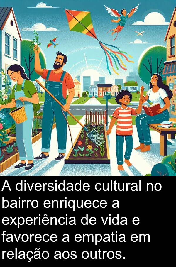 aos: A diversidade cultural no bairro enriquece a experiência de vida e favorece a empatia em relação aos outros.